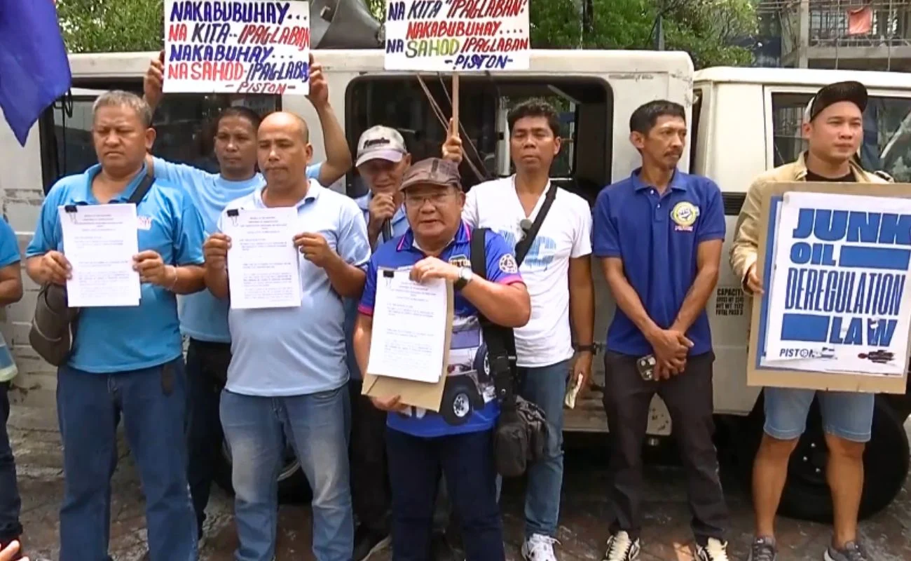 PISTON presents its fare hike petition before filing at the LTFRB on Monday, April 20.
