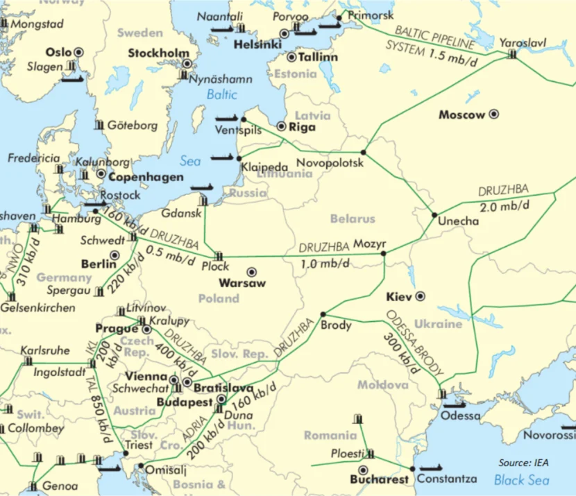 PHOTO: Map of Druzhba pipeline network