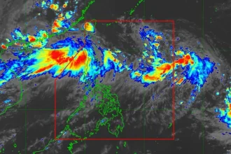 PAGASA satellite image showing weather disturbances as of 4:30 p.m. on Sunday, Aug. 30.