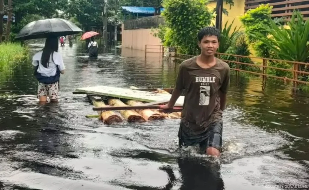 Photos of recurring deep floodwaters in a subdivision in Pampanga, taken by resident Jhune Santamaria on August 12.