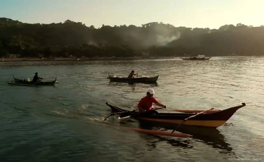 A screengrab from the trailer of ‘Food Delivery: Fresh from the West Philippine Sea’, a documentary by Voyage Studios, showing Filipino fisherfolk in the contested waters where they face harassment by Chinese vessels.