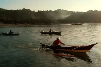 A screengrab from the trailer of ‘Food Delivery: Fresh from the West Philippine Sea’, a documentary by Voyage Studios, showing Filipino fisherfolk in the contested waters where they face harassment by Chinese vessels.