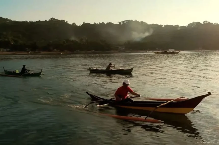 A screengrab from the trailer of ‘Food Delivery: Fresh from the West Philippine Sea’, a documentary by Voyage Studios, showing Filipino fisherfolk in the contested waters where they face harassment by Chinese vessels.