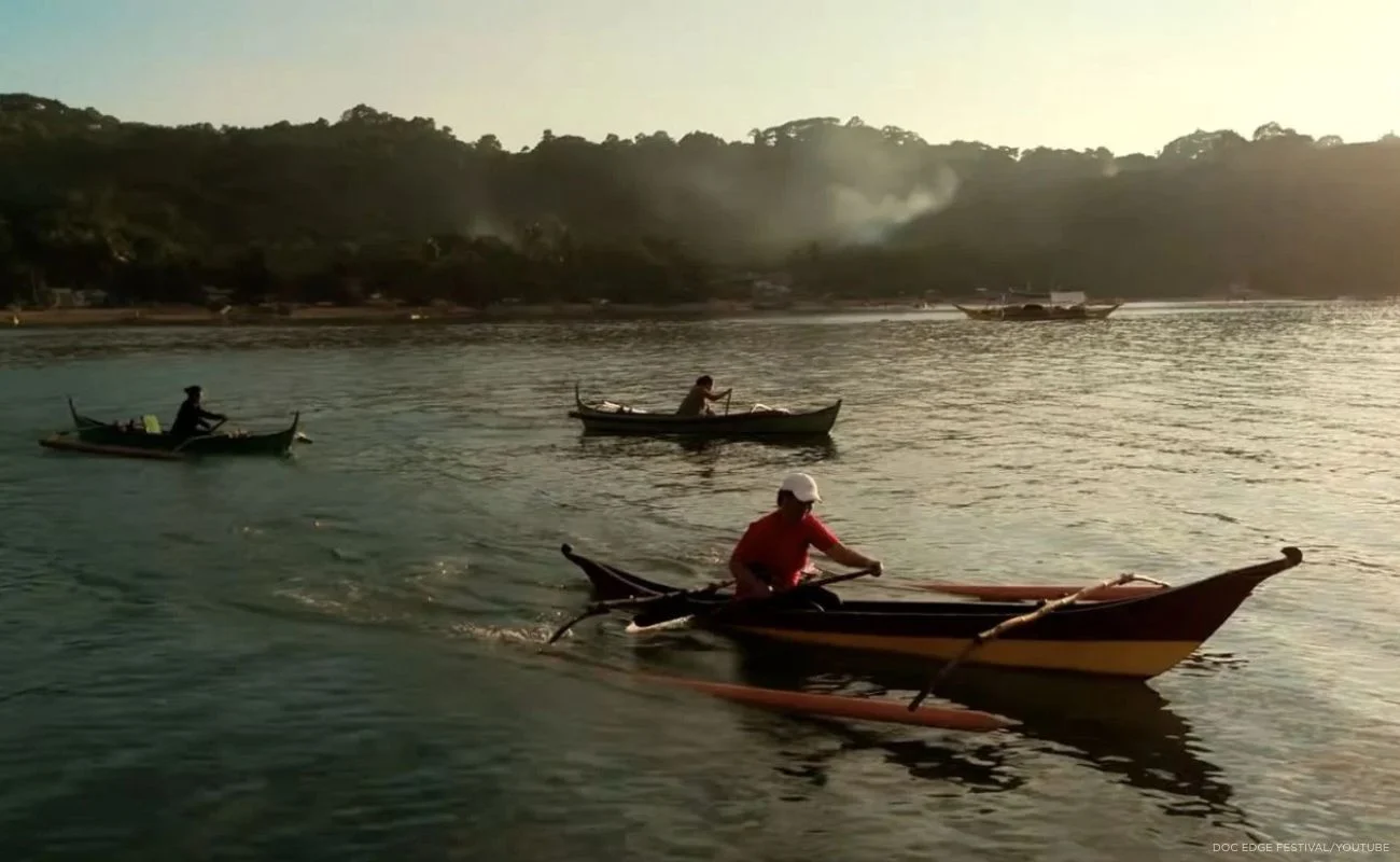 A screengrab from the trailer of ‘Food Delivery: Fresh from the West Philippine Sea’, a documentary by Voyage Studios, showing Filipino fisherfolk in the contested waters where they face harassment by Chinese vessels.