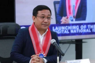 Usec. David Almirol speaking at a press conference after the launch of the digital national ID on June 10, 2024.