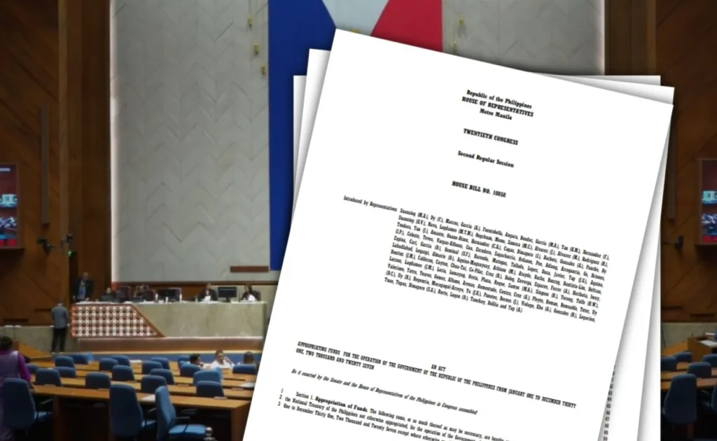Composite of the House General Appropriations Bill document and the file photo of the House of Representatives plenary.