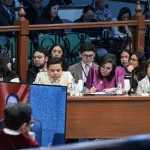 House prosecution panel members during the Oct. 7 impeachment trial when seven bank representatives took the witness stand and testified on the bank accounts of the vice president and her husband.