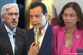 File photos of Sen. Tito Sotto (left), ex-senator Sonny Trillanes (middle), and former representative Stella Quimbo (right).