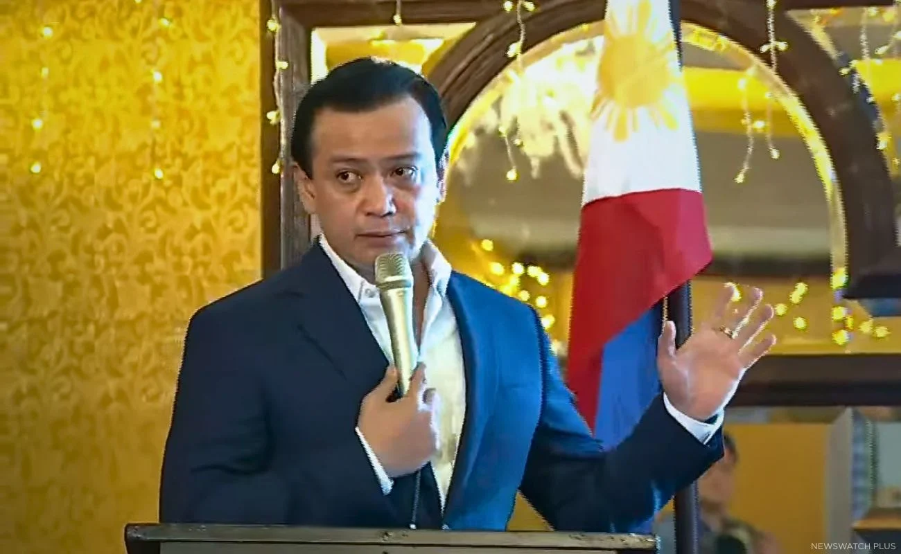 Former Sen. Sonny Trillanes holds a press conference on Oct. 2, a day after prosecutors announced that he would no longer testify in the impeachment trial of Vice President Sara Duterte.